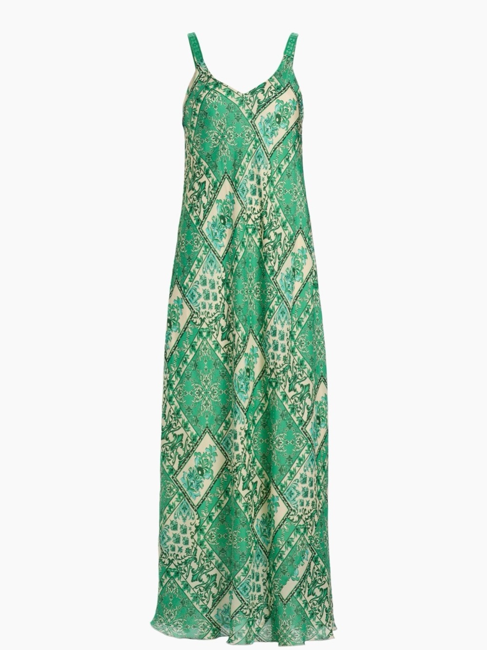 Johnny Was Green and White Patterned Maxi Dress